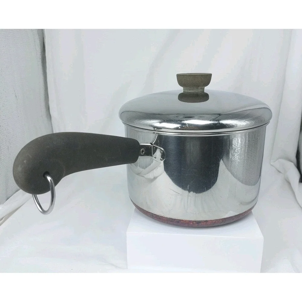 Vintage Revere Ware 1801 Copper Clad Bottom 3qt Saucepan W/ Lid Made in USA